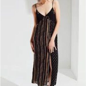 Urban Outfitters Black and Brown Striped Midi Dress